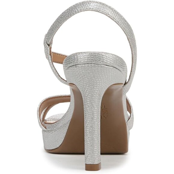 Naturalizer Women Silver Textured Polyurethane Rounded Open Toes Platform Shoes - Picture 8 of 10